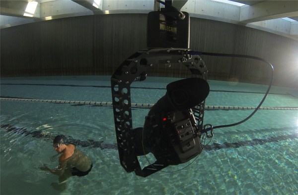C300 on Polecam filming swimmer